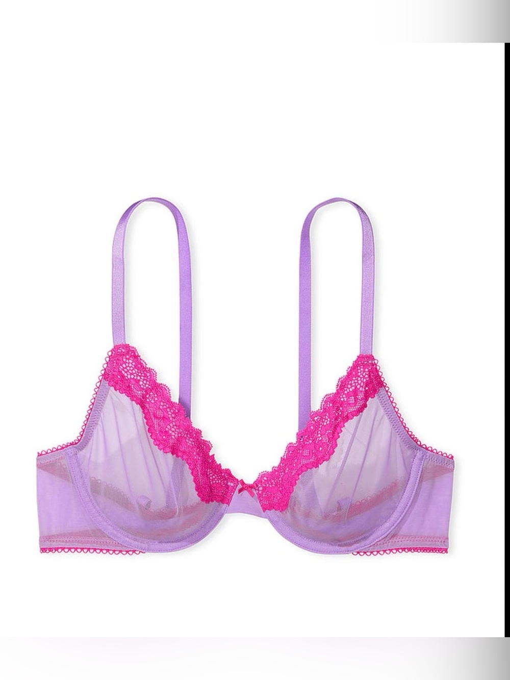 Victoria's Secret Lavender Bra with Hot Pink Lace Trim